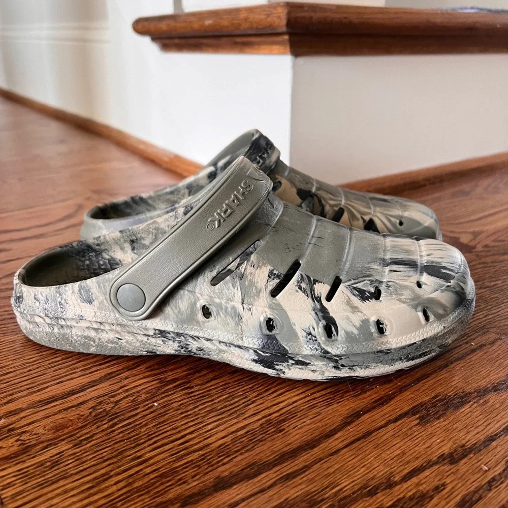 Rugged Shark Mens Grey Black Marble Clogs Slip On Water Shoes MNRS23SG736 9 NEW